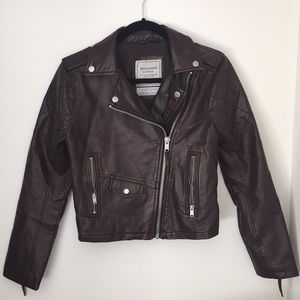 Vegan cropped leather jacket
